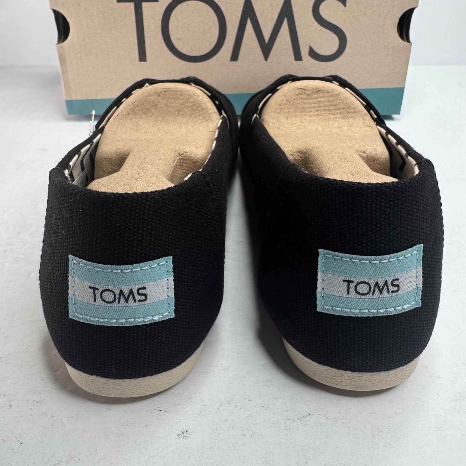 TOMS Alpargata Black Recycled Cotton Canvas Slip On Flats Womens 6 10017732