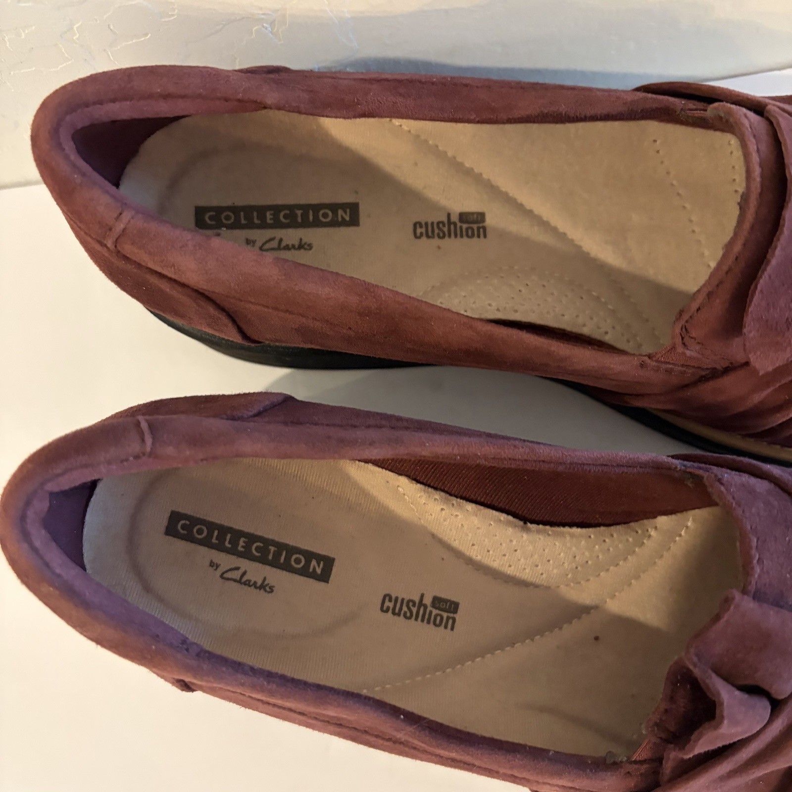Clarks Burgundy Red Suede Sharon Dasher Knot Detail Slip-on Loafers Flats 8M NEW