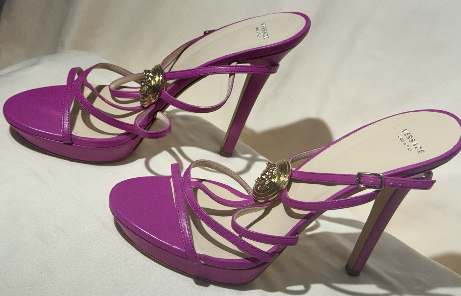 Versace Ora Medusa 110 Pink Strappy Platform Stiletto Sandals IT 40 US 10