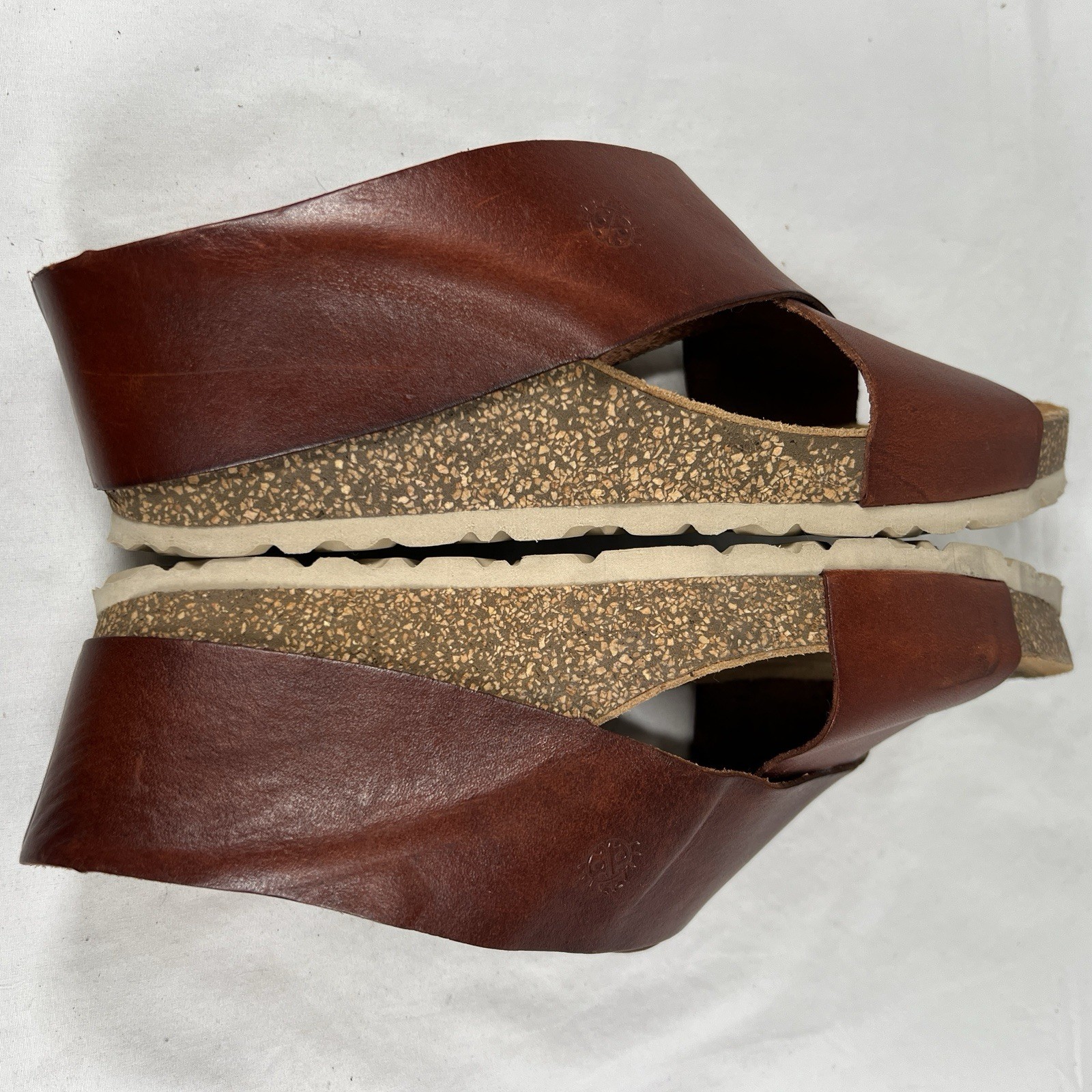 Yokono Spain Brown Leather Platform Slide Sandals Sz. 8 Minimalist Boho