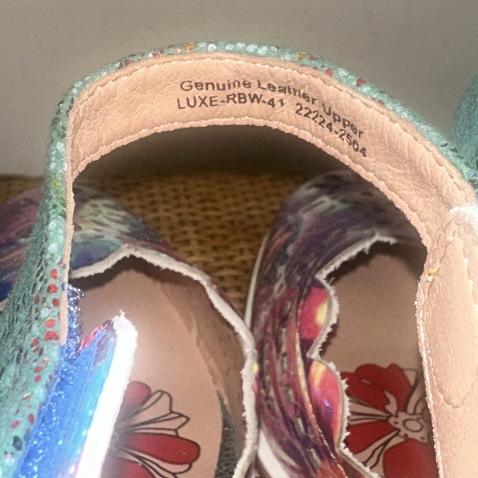 Spring Step LArtiste Visionary Paisley Leather Floral Cutout Mary Jane Heels 41