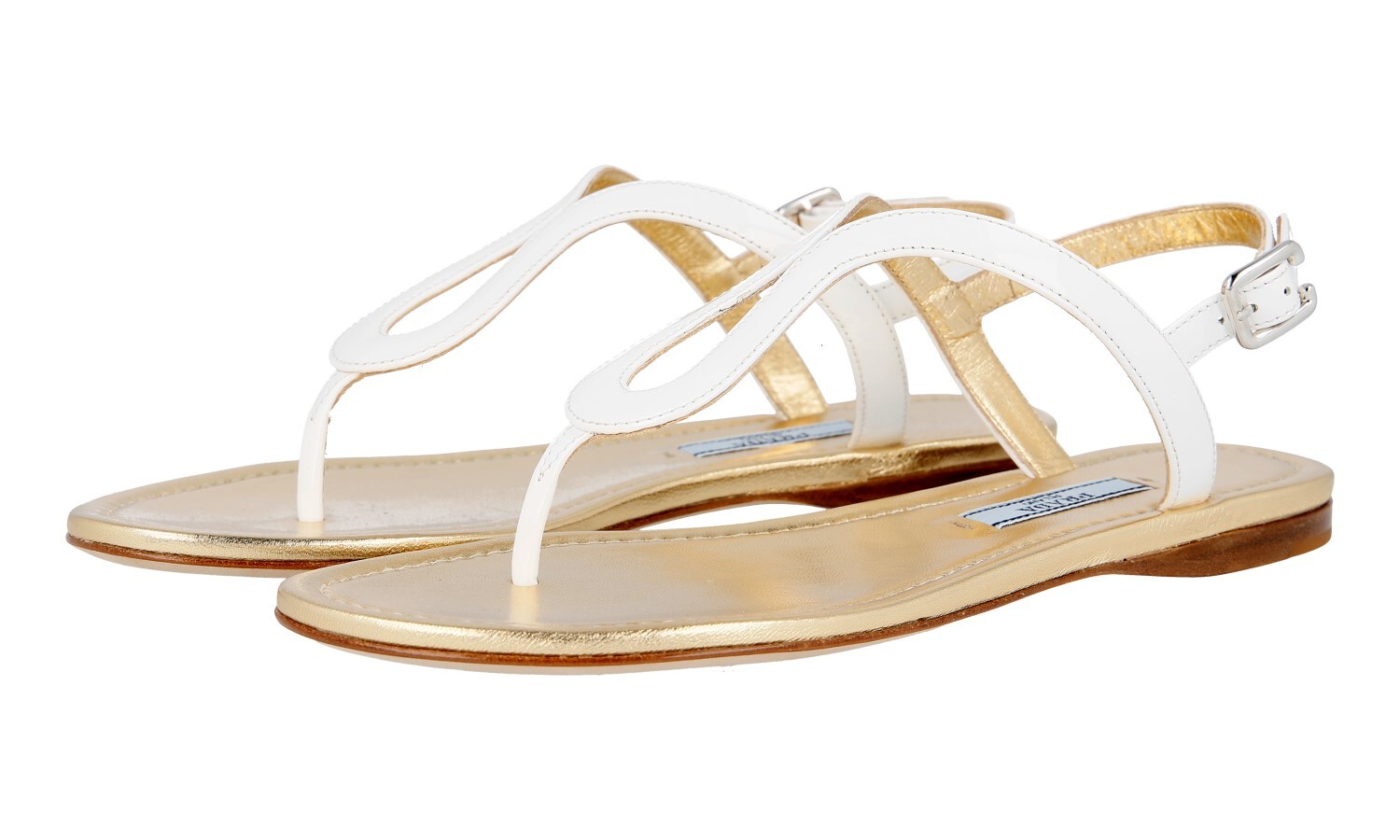 PRADA Patent Leather Sandals Slingback Thong 1Y701F White NEW – US 6.5 EU 36,5