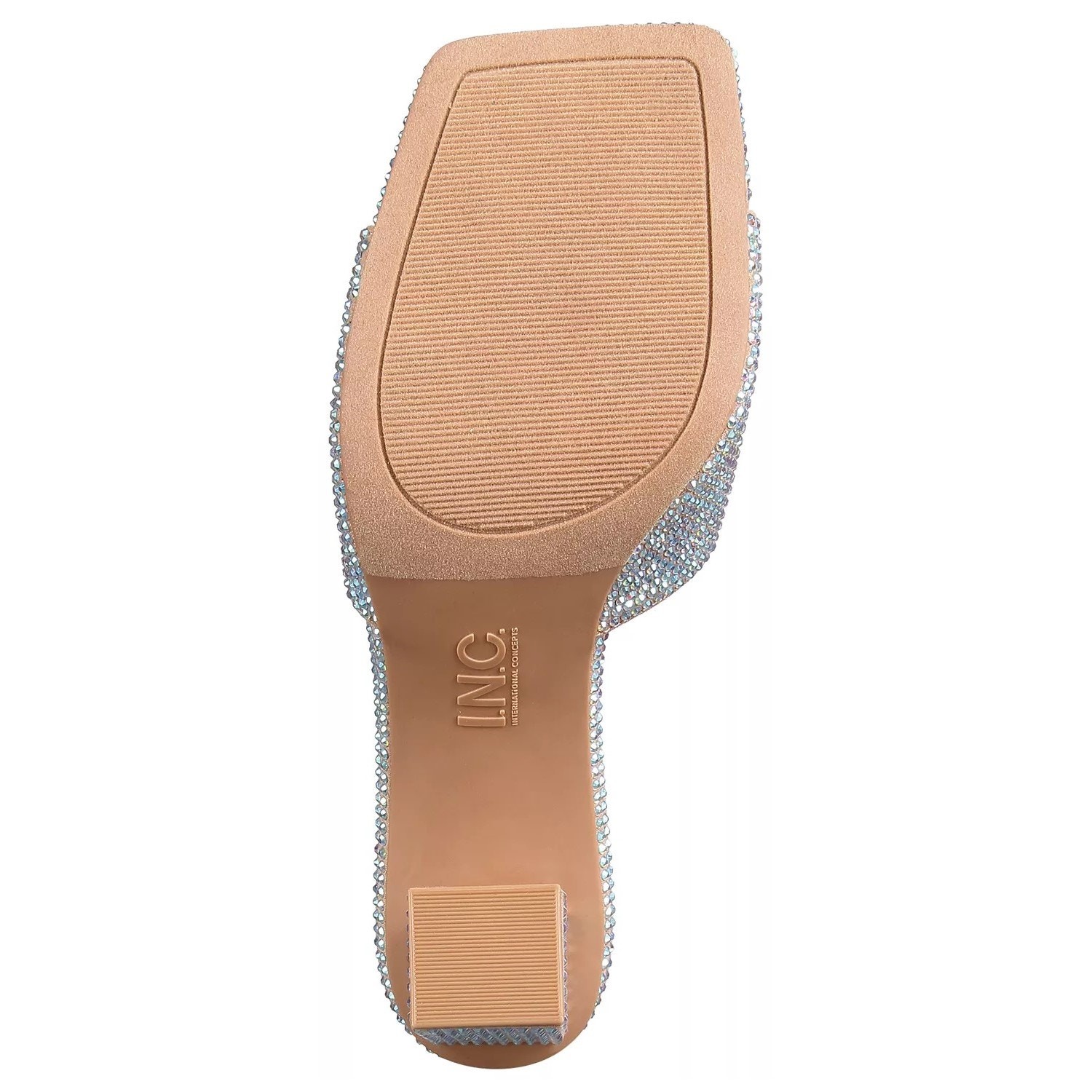 INC INTL Concepts Belle Women Slide Sandals US 5.5M Rhinestone Covered Beige