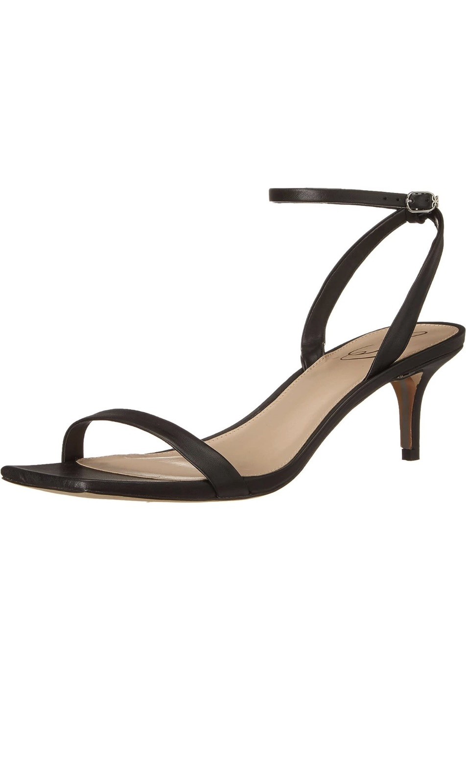 Sam Edelman Rayelle Modern Black 8 Ankle Strap Low Kitten Heel Dress Sandals