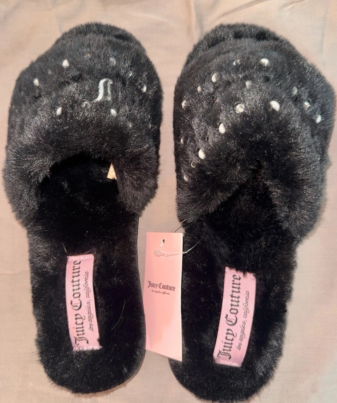 Juicy Couture Women’s Slide Slippers Faux Fur Size Large