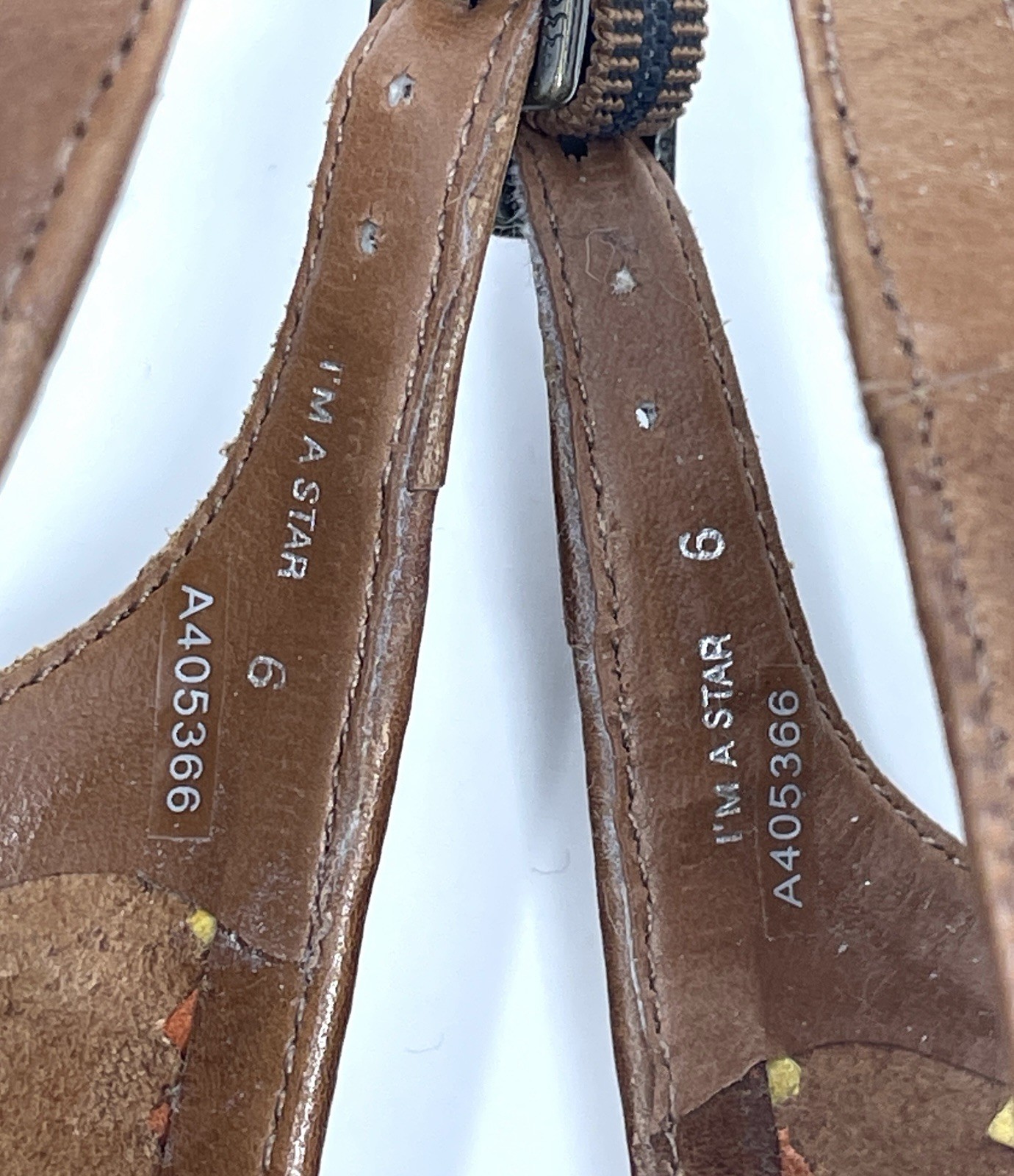 Kenneth Cole IMA STAR Leather Wedge Peep Toe Tan Multi Women’s Shoes Size 6 NEW