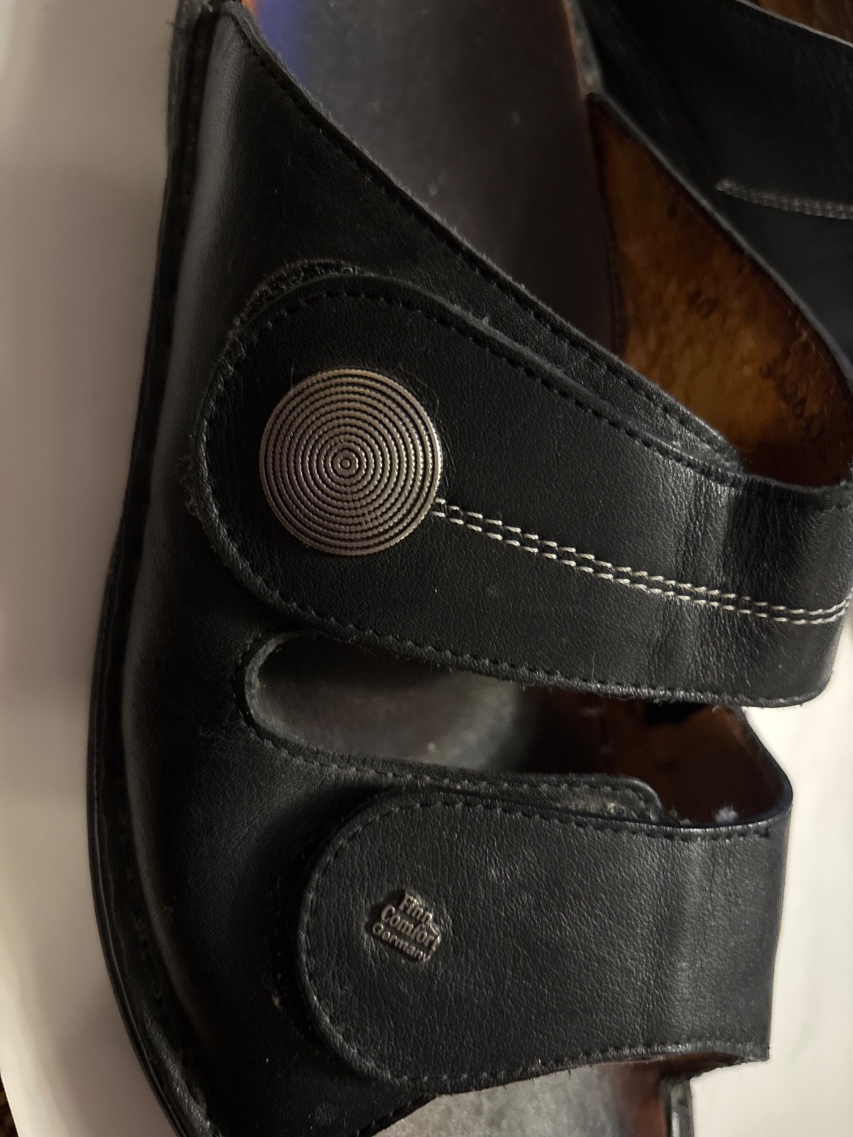 Finn Comfort Women’s Sansibar Black Leather Slide Adjustable Sandal Sz 40 Us 9