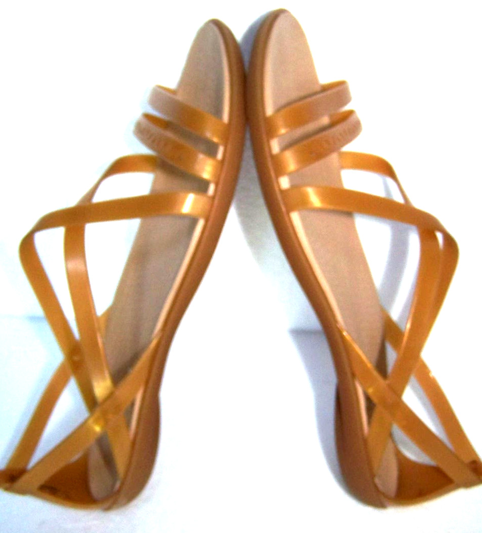 Crocs Isabella Jelly Sandals Womens Sz 6 Bronze Sheer Strappy Flats 202465 NTNew