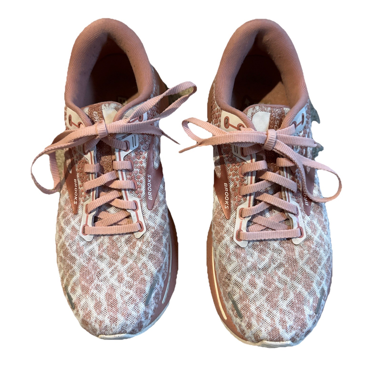 Brooks Ghost 14 Womens 7 B Medium Running Sneaker Shoes Coral Cloud Pink Glitter