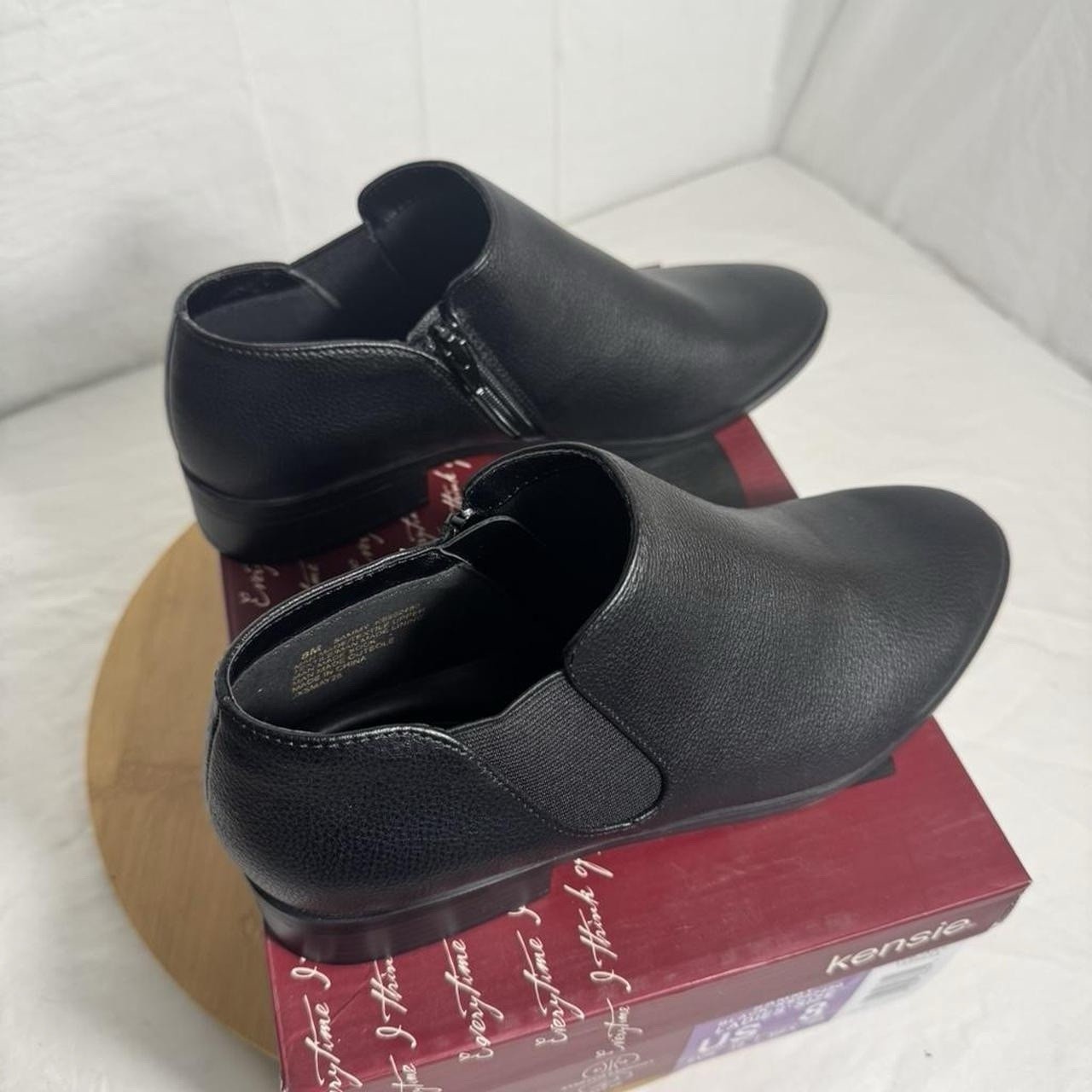 Kensie Sammy Women’s Size 8 Black Ankle Booties Stretch Comfort Zip NEW