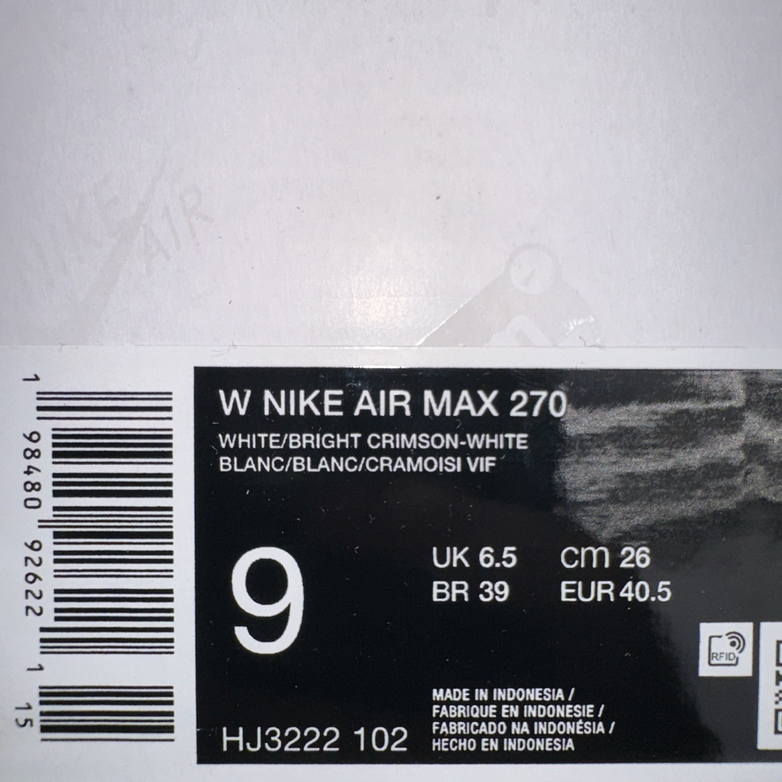 Nike Women’s Size 9 Air Max 270 (HJ3222 102) White/Orange Running Sneaker