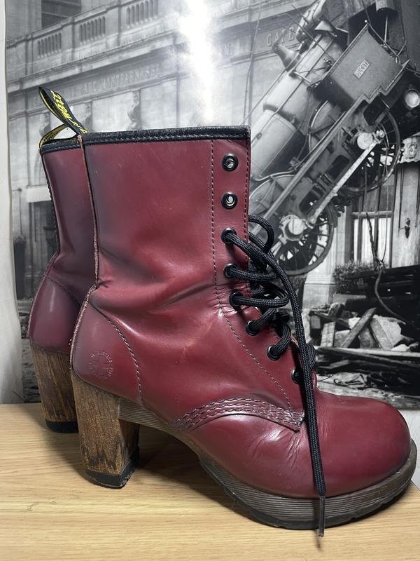 Women Dr Martens Boots Burgundy Leather 37 #3KED