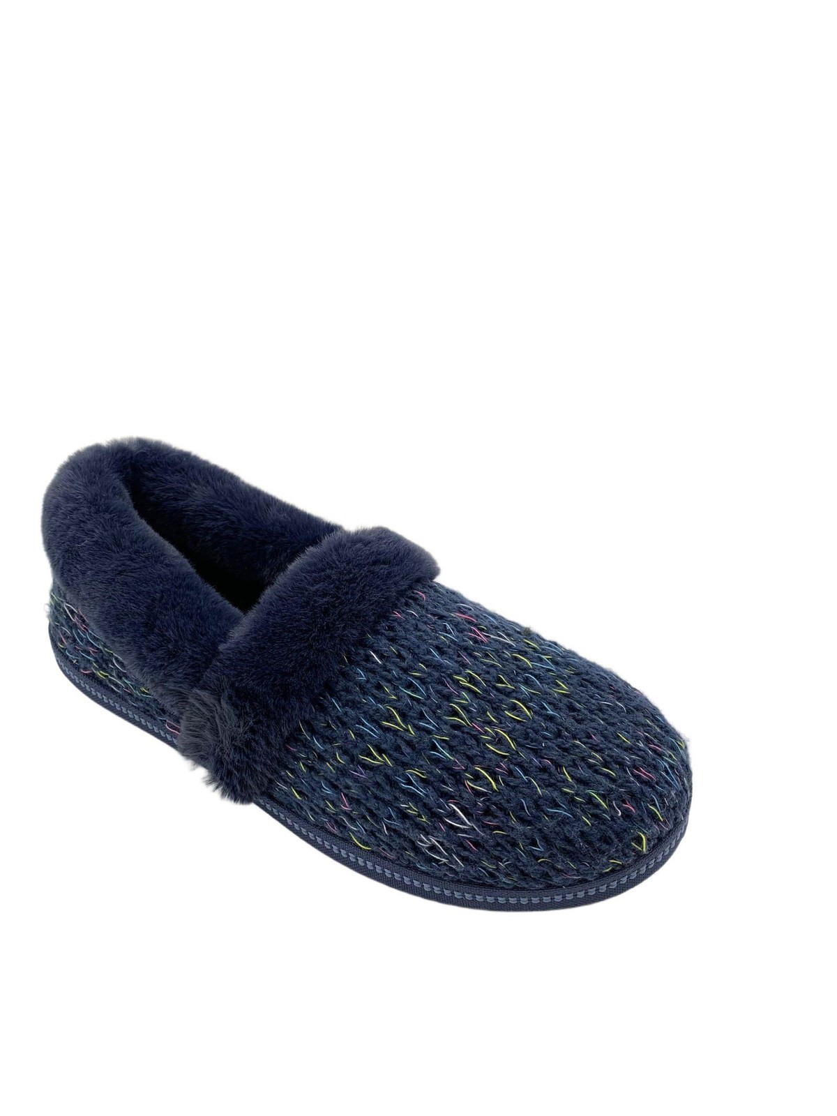 Skechers Women’s Cozy Lined Vegan Sweater Knit Slippers Navy