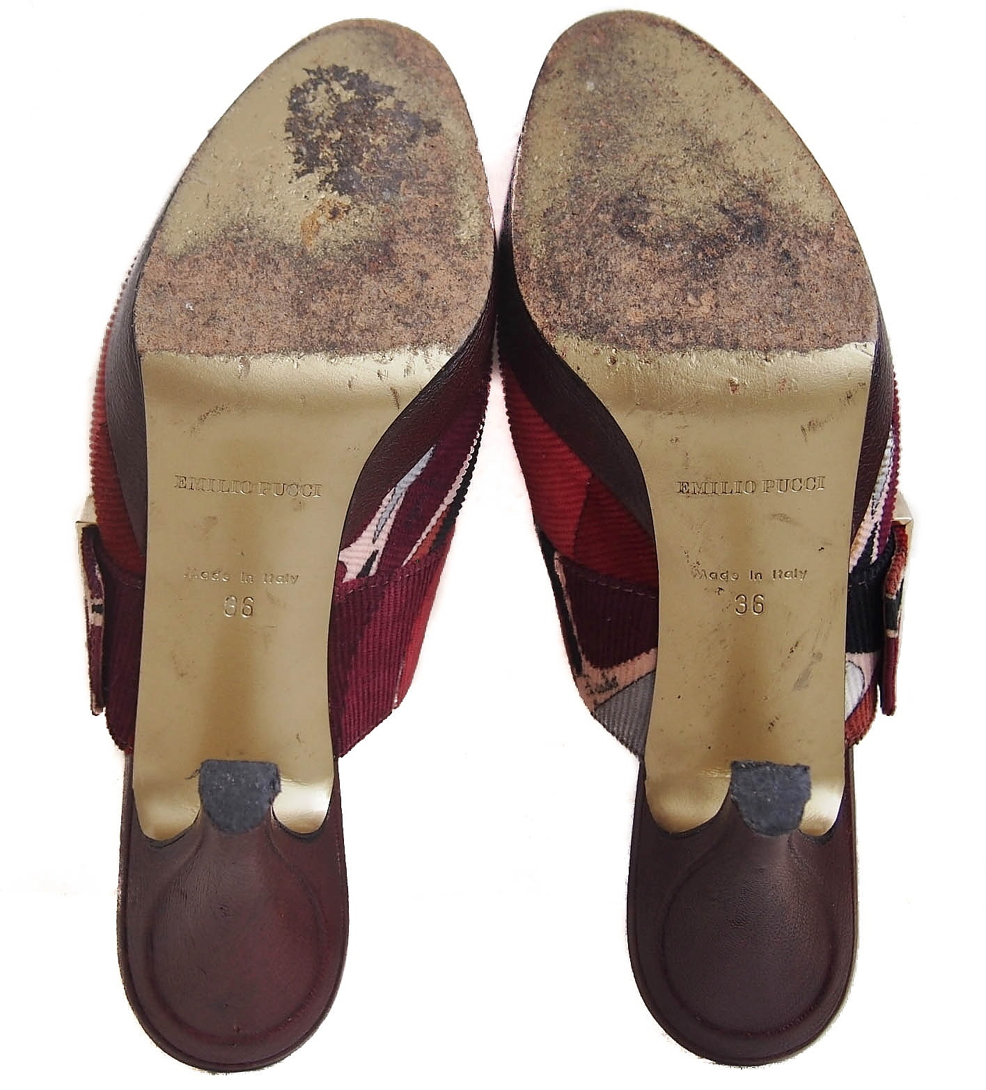 EMILIO PUCCI Corduroy Mules Shoes Multi Color Women’s Size 36 US 6