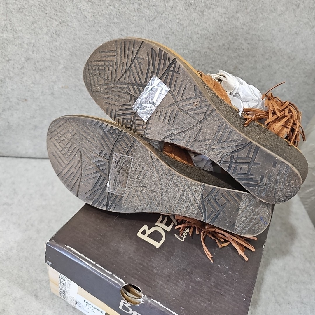 Bearpaw Sandals Women’s Avril Fringe Wedge Brown Size 11