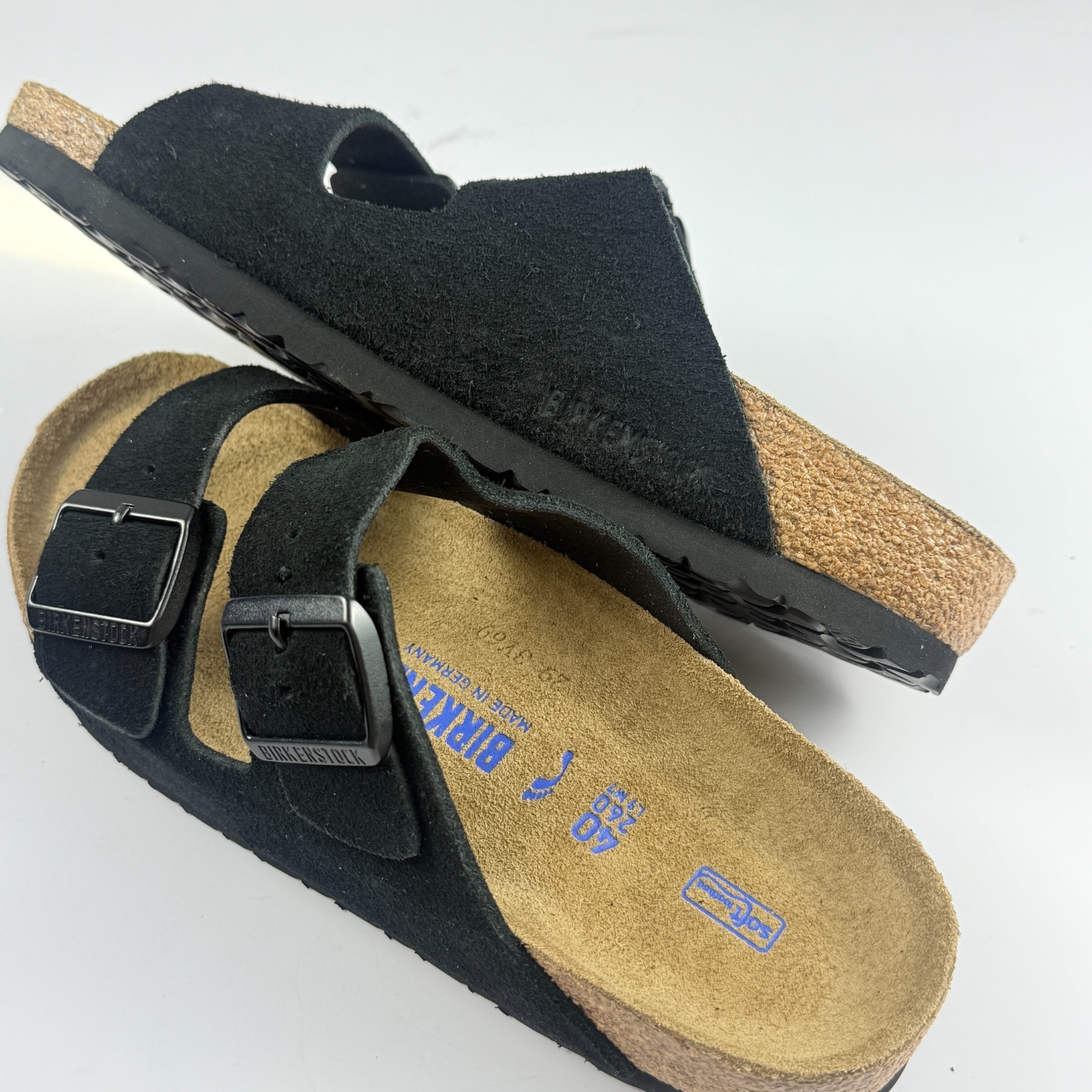 Birkenstock Arizona Soft Footbed Unisex Black Suede Leather Casual Sandals