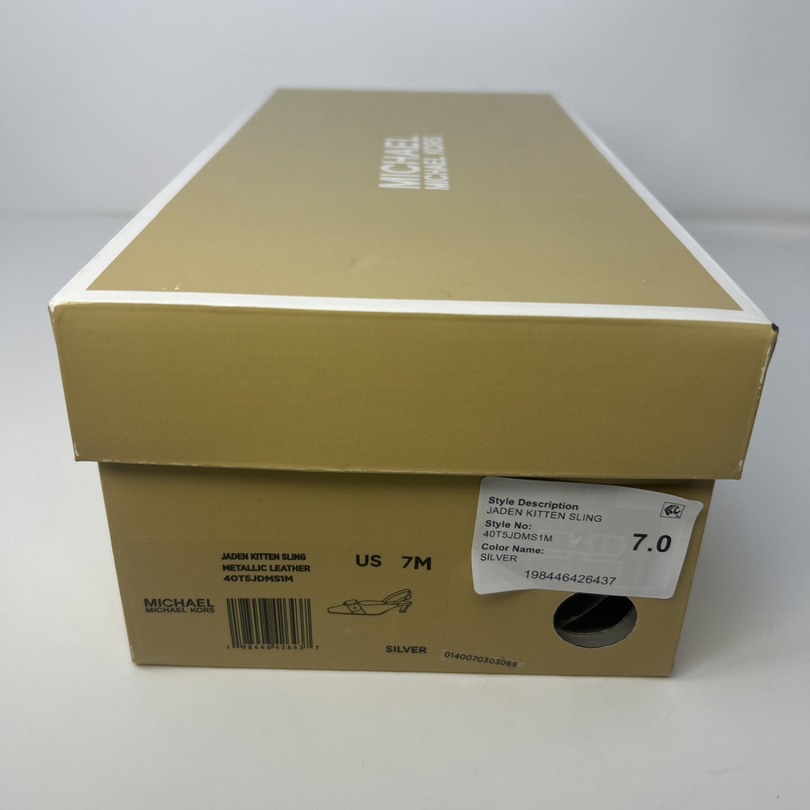 MICHAEL Michael Kors Jaden Kitten Slingback Pump Silver Metallic Size 7M NIB New