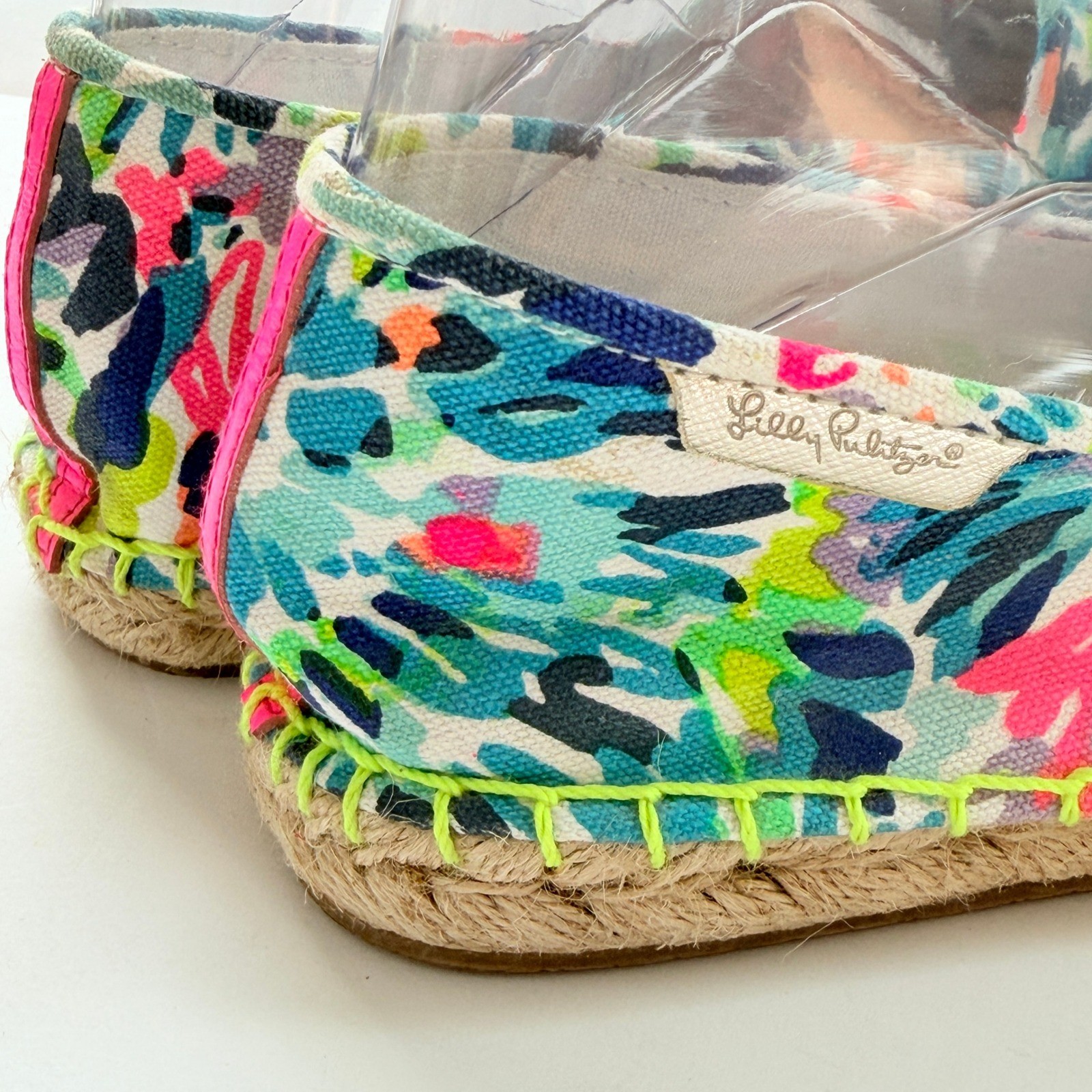 Lilly Pulitzer Lia Floral Canvas Espadrille Flats Size 8 Wade and Sea Multicolor