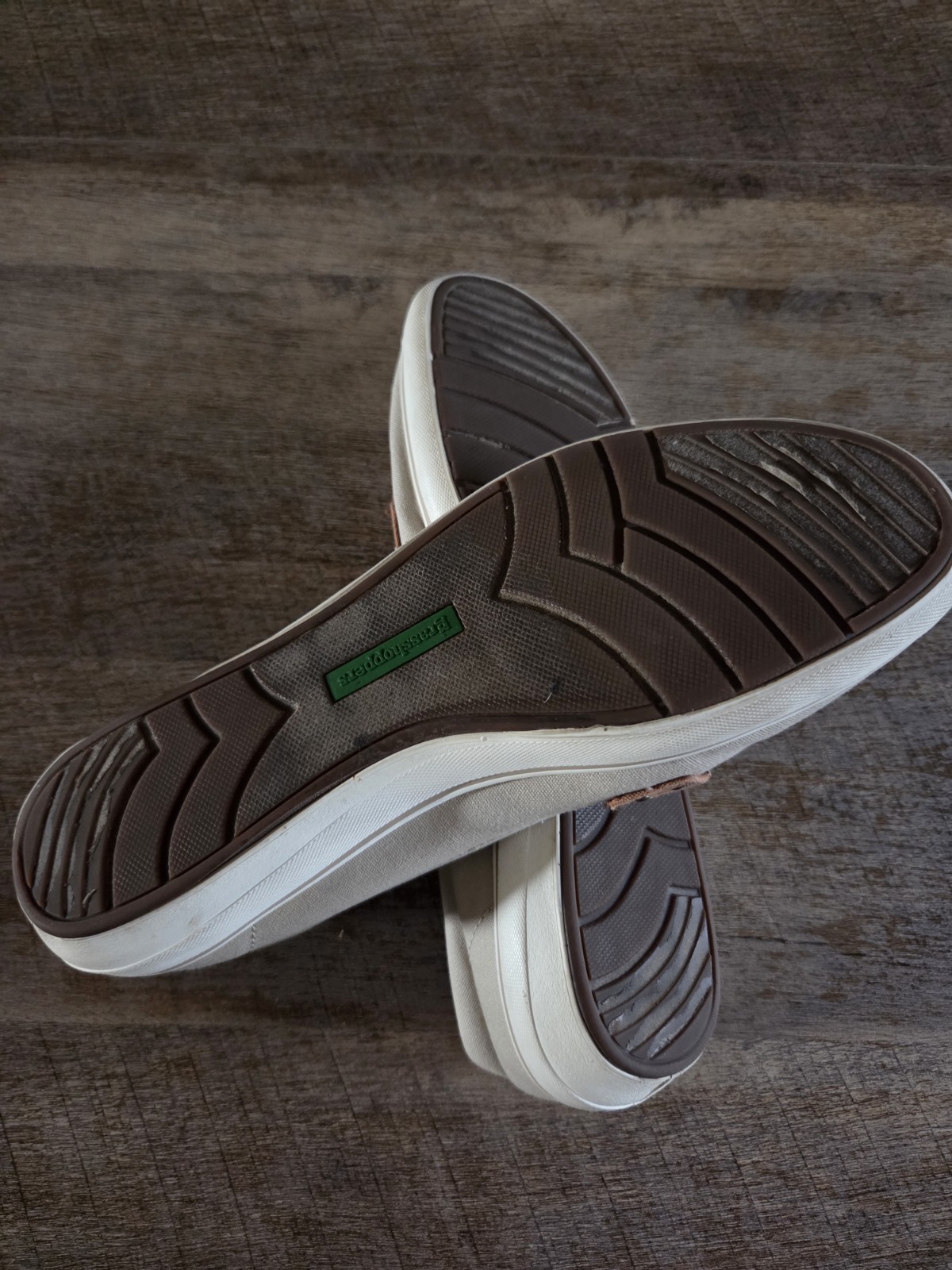 Grasshoppers Women’s Slip-On Canvas Flats Striped Beige/Brown Round Toe US 8M