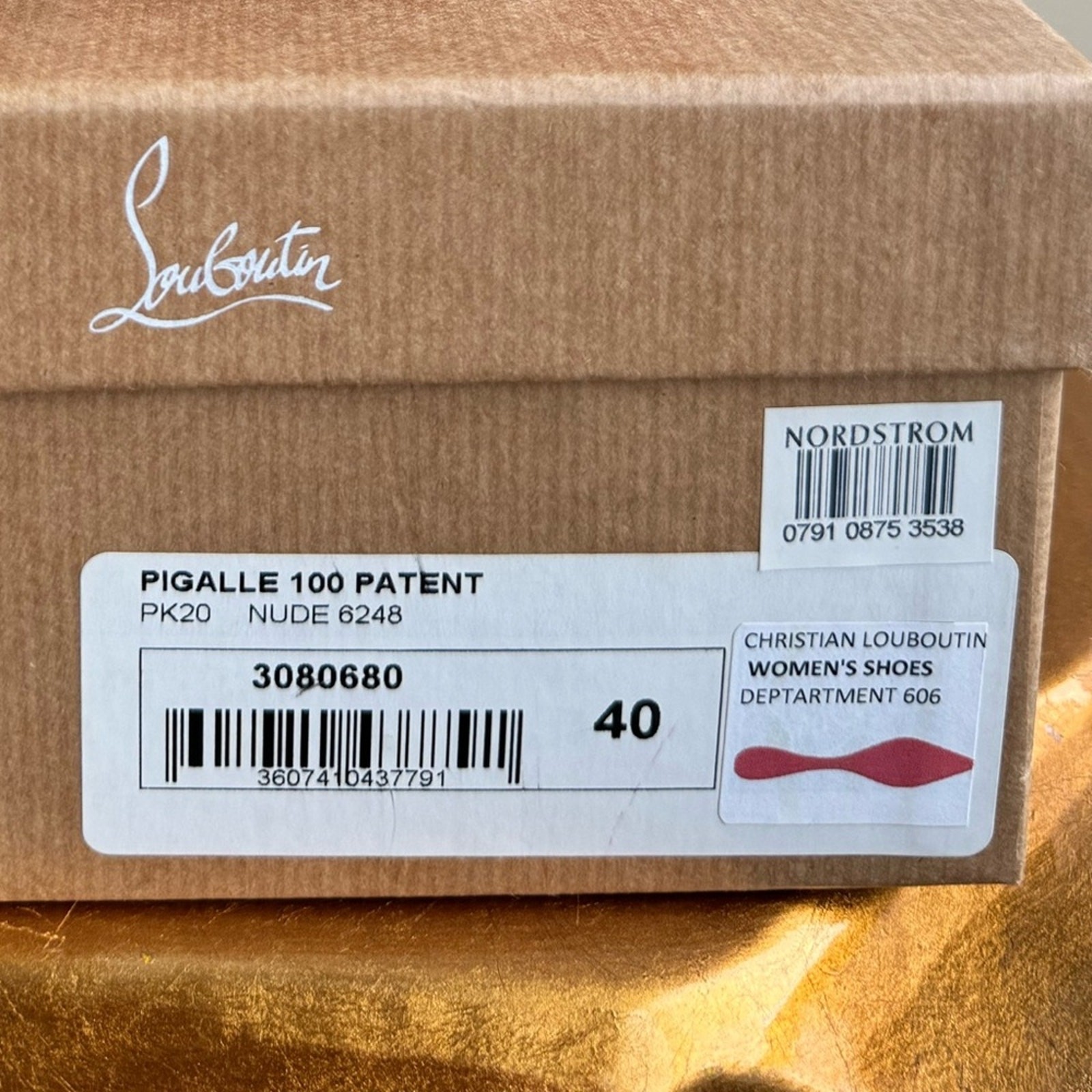 Christian Louboutin Pigalle 100 Patent Nude Shoes, Size 40 (US 9)
