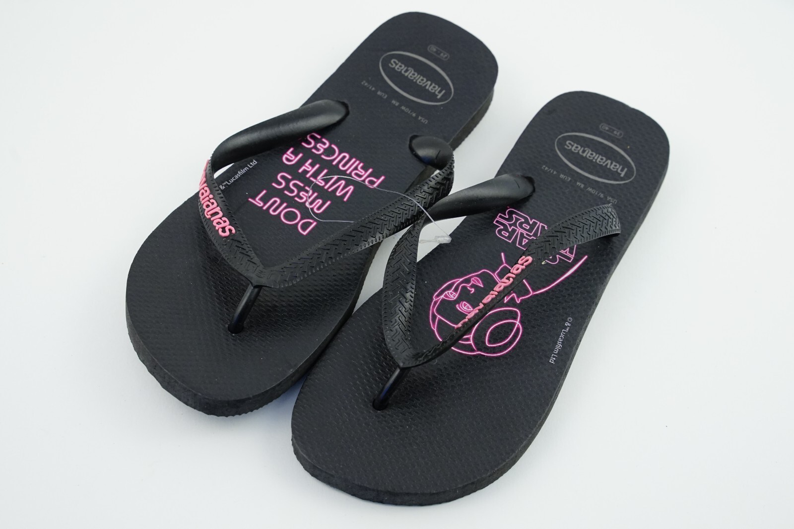 Star Wars Princess Leia NWT! Havaianas Black/Pink USA 9/10 W 8M Sandals 41/42