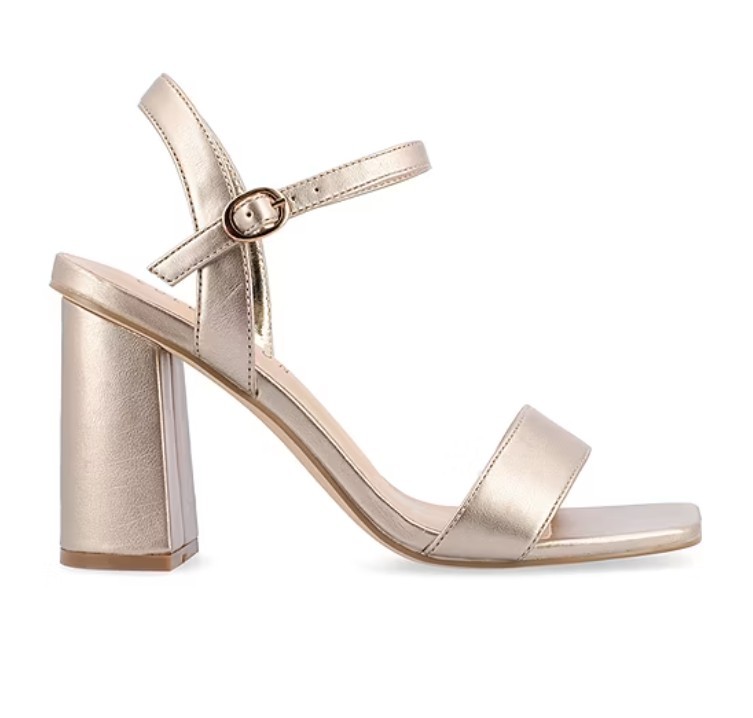 Journee Collection Women’s Size 7 Tivona Block Heel Dress Sandals, Gold
