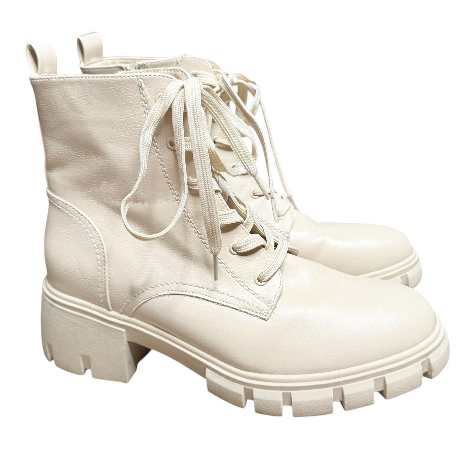 Esprit Cream Heeled Combat Boots Women’s Size 9.5 Padmé Amidala Disneybound