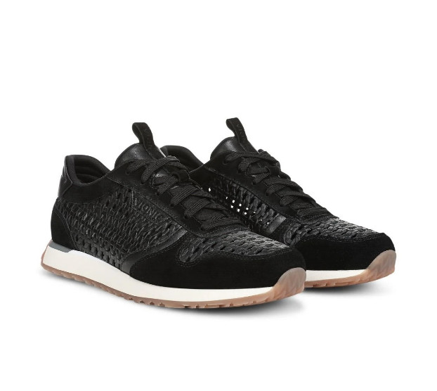 VIONIC Women’s Monarch Woven Sneaker – Black Leather, Medium (NEW)