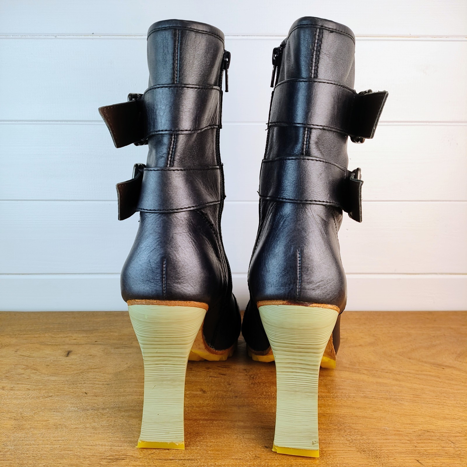 CAT Caterpillar X Shontelle Collab US 9 M Boots 4″ Sculpted High Heel Black -ish