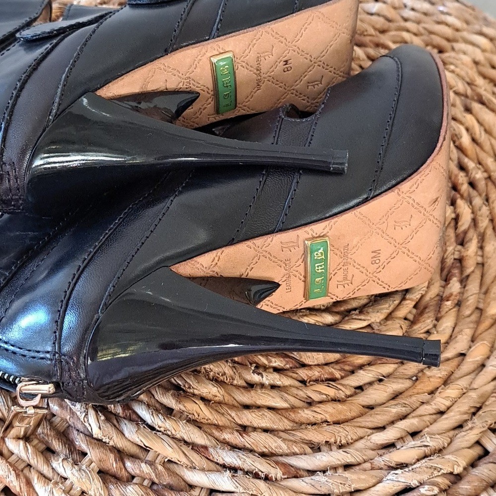 Lamb Womens Luxury Designer Black Leather Stileto Caged 4.75″ Heels S-8
