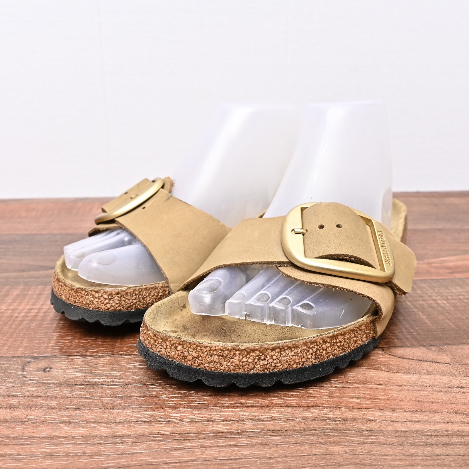 Birkenstock Madrid Big Buckle Taupe Leather SANDALS Comfort Womens Sz 38 US 7