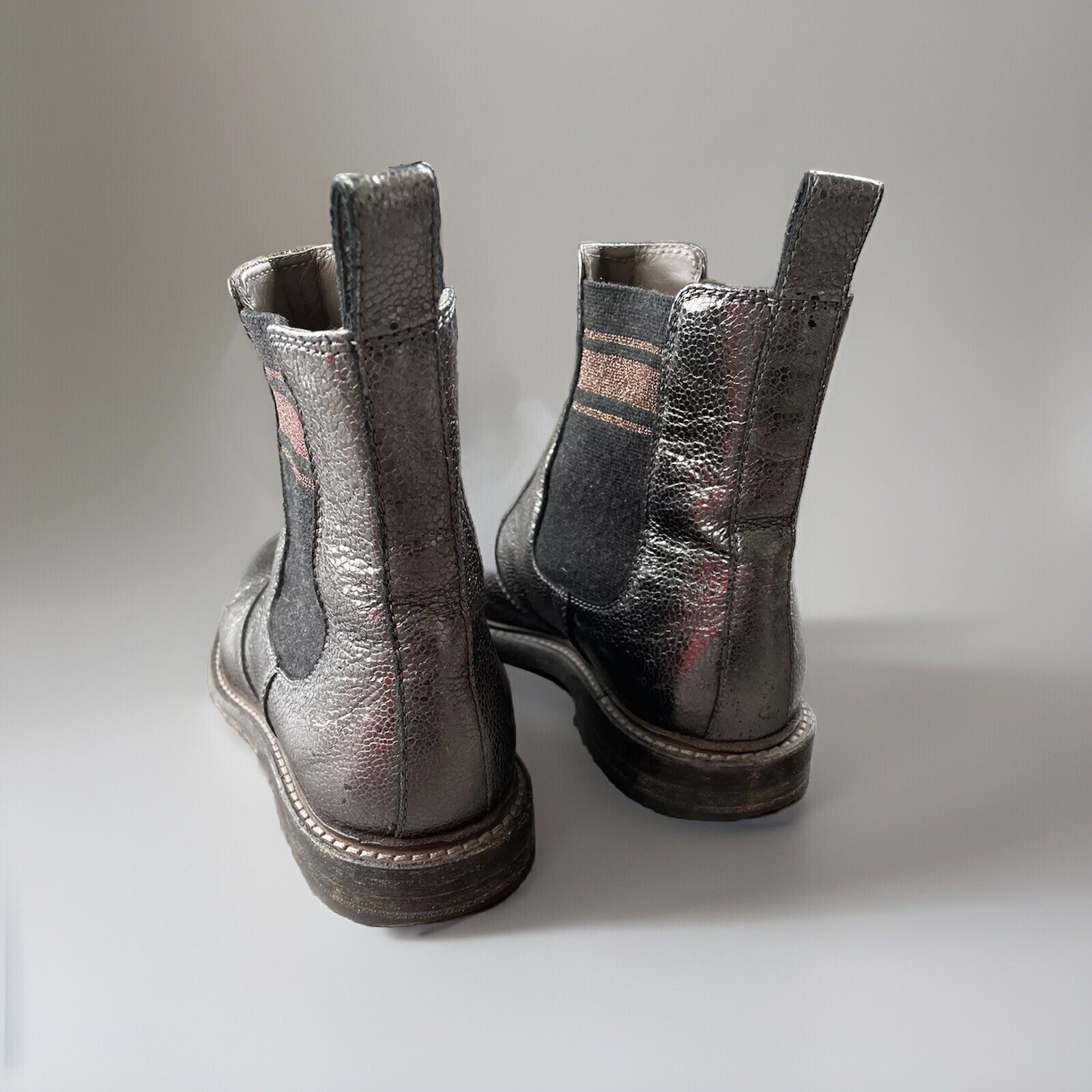 Brunello Cucinelli Broken Glass Leather Boots Size 36.5 Cashmere 6.5