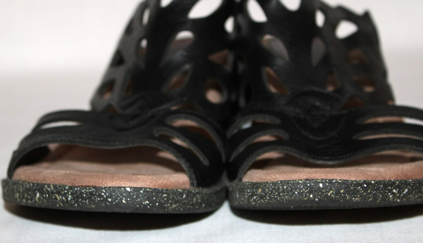Modzori Black & Silver Low Wedge Reversible Retro Sandals Women’s Size 9