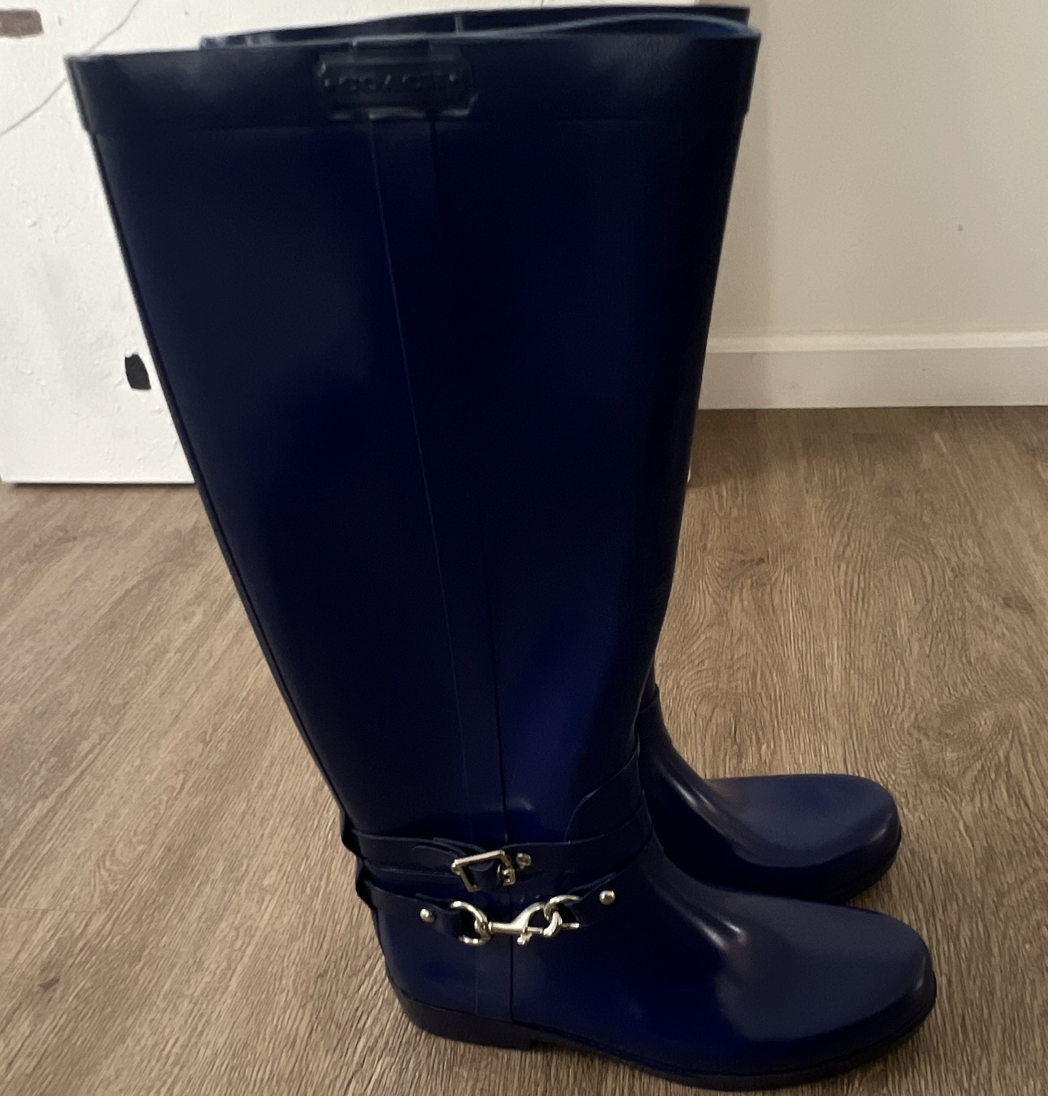 Coach Lori Women’s Blue Waterproof Knee High Rubber Rain Boots US 10 B