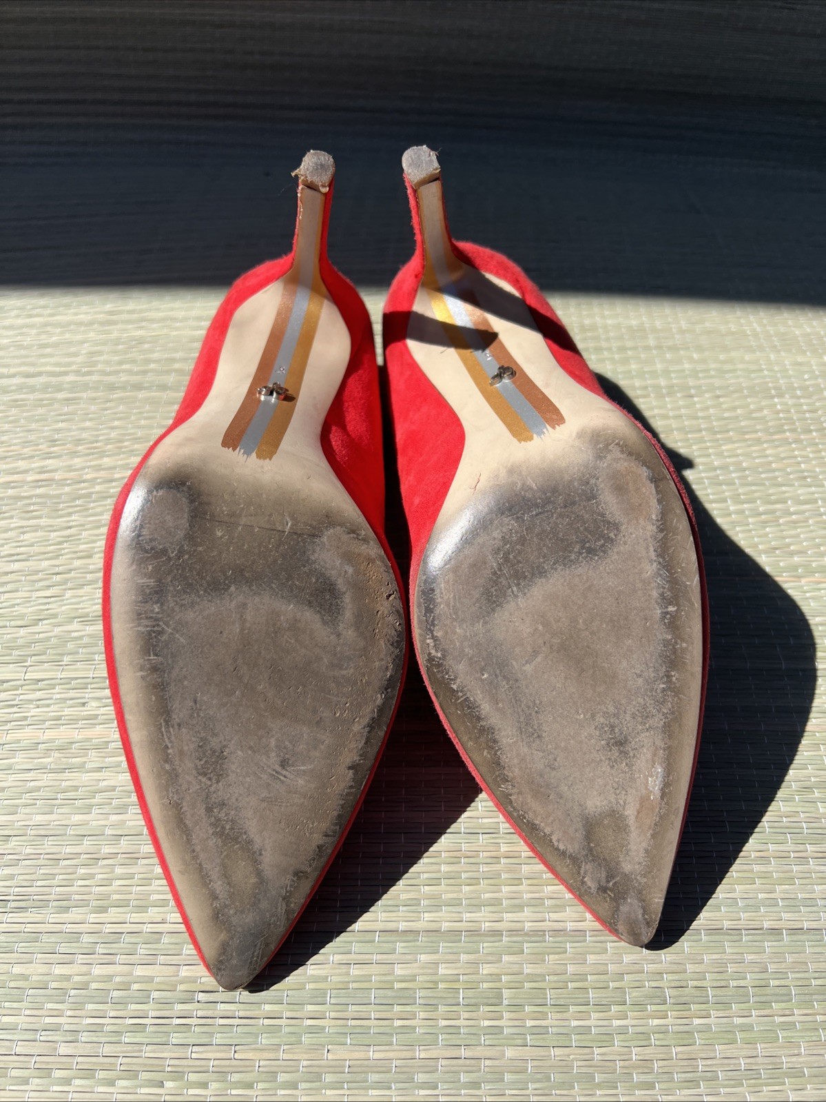 Sam Edelman Women’s Red Suede Heels Size 8 Preowned Condition