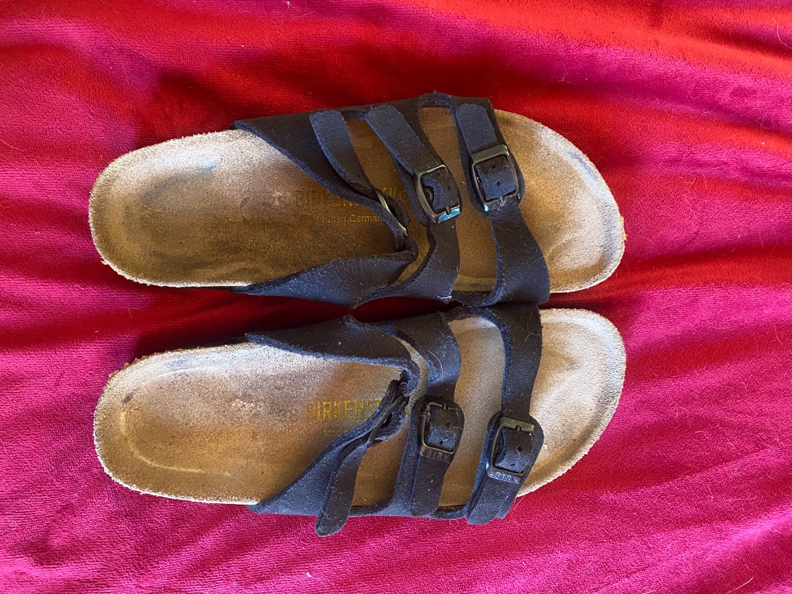 Birkenstock Florida Black Suede Leather 3 Strap Sandals Women EU 39 US 8