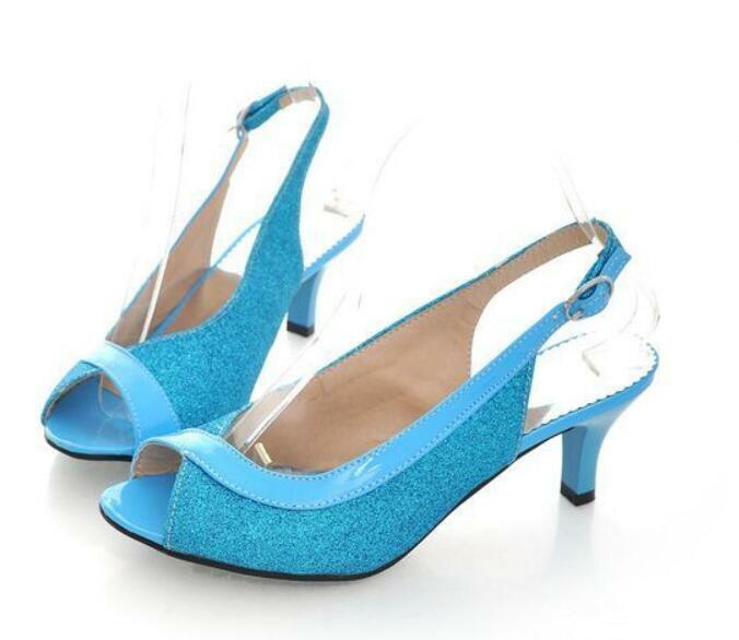 Women Summer Slingbacks Sandal Shoes Peep Toe Kitten Heel Buckle Pumps All Size