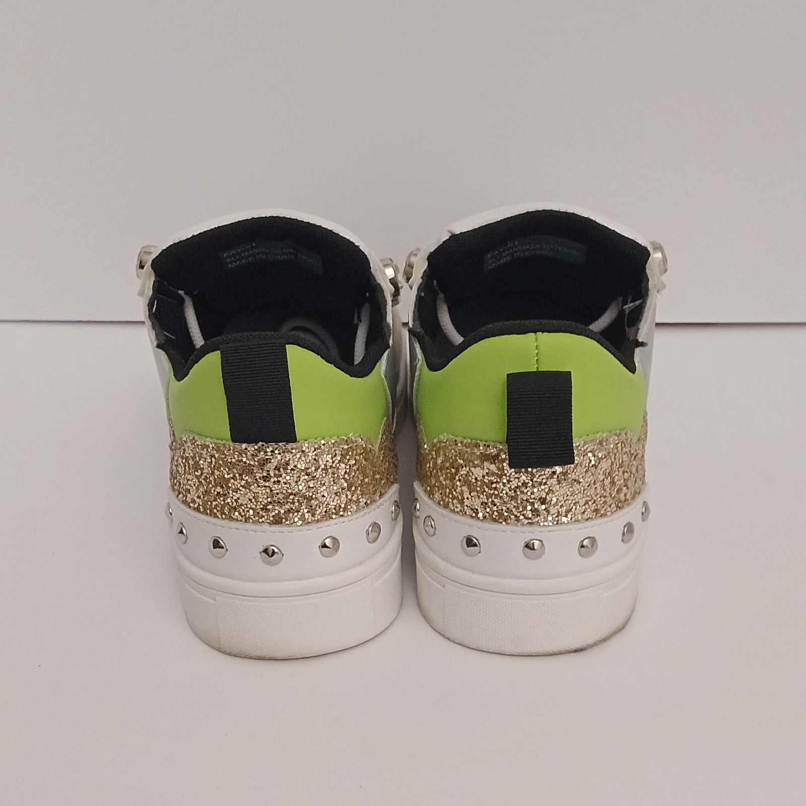 ROUGE Studded Glitter Athletic Sneakers Womens White Silver Green Pink Black