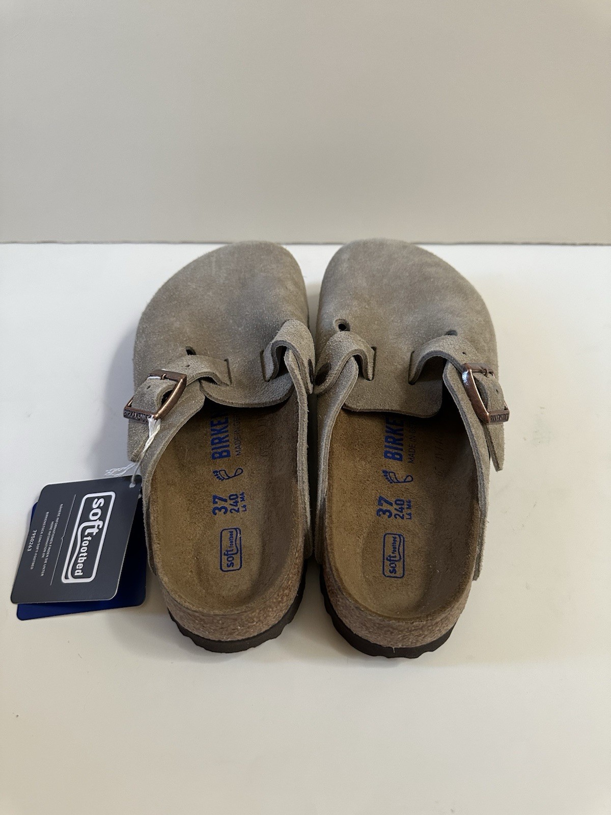 Birkenstock Boston Soft Footbed Suede Leather Taupe Size 37