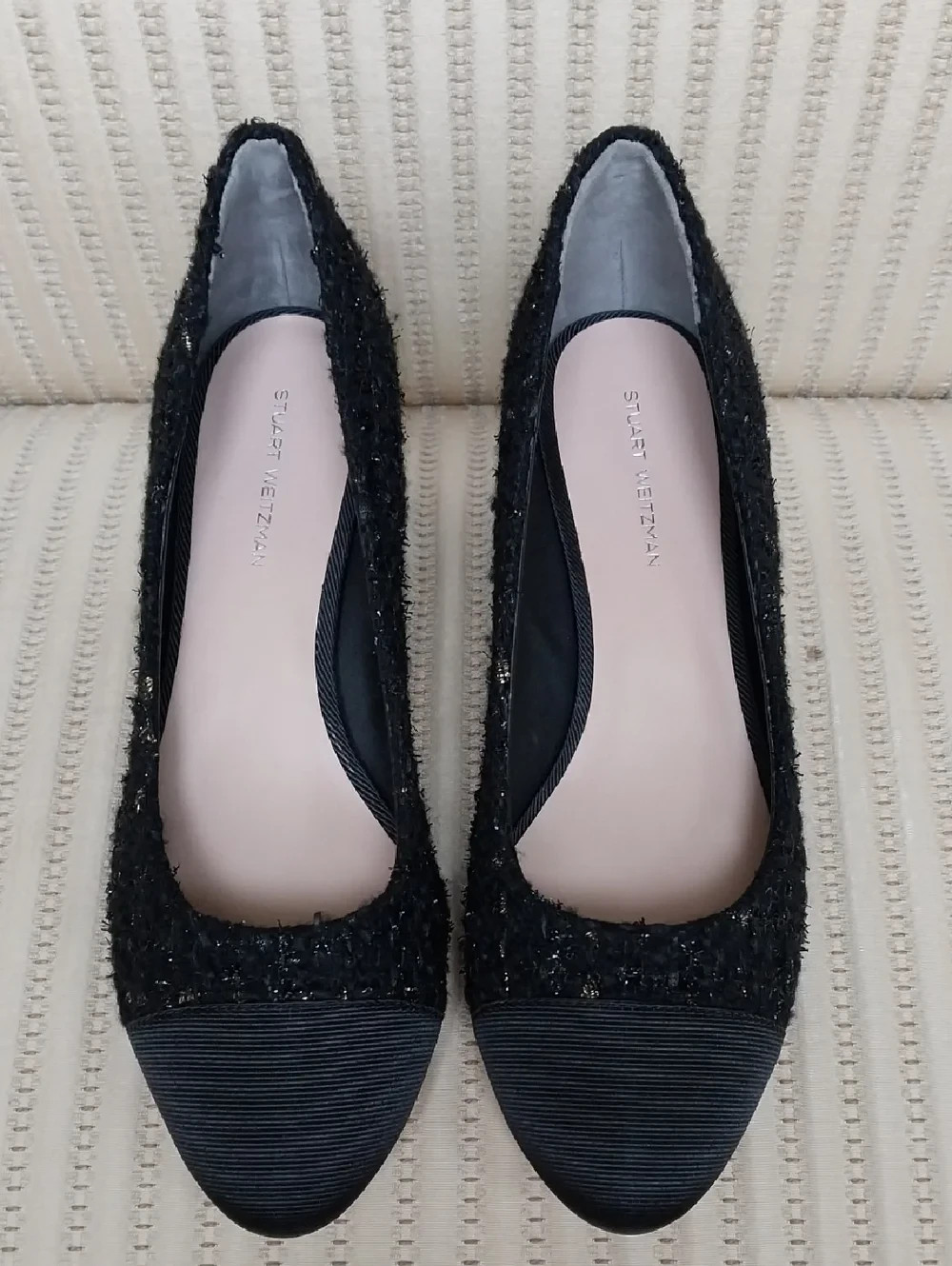 STUART WEITZMAN LOW HEEL BLACK TWEED PUMPS SIZE US 9
