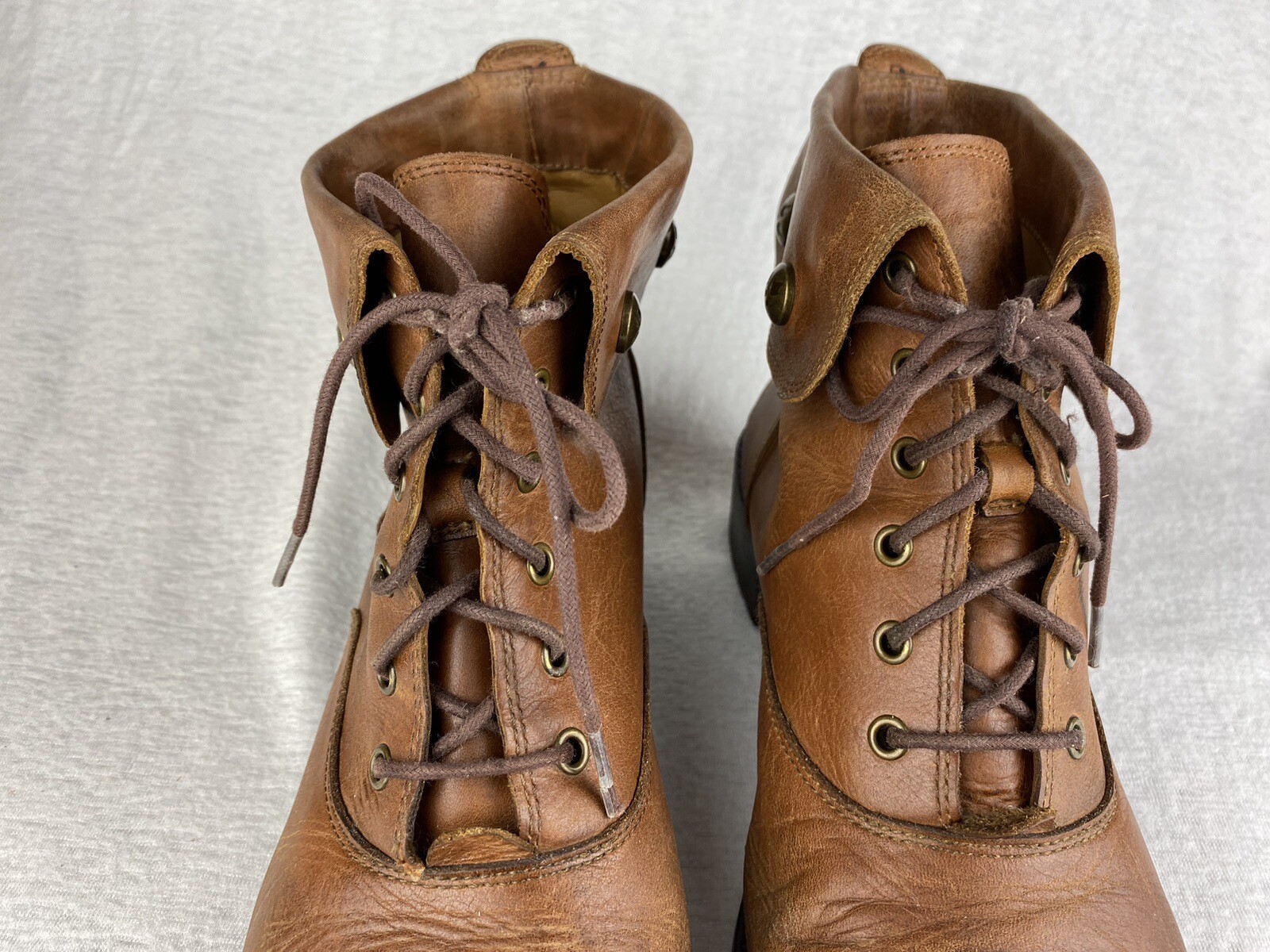 Patricia Nash Womens Lia Fold Over Lace-Up Combat Boot Brown Leather Size 10 Y2K