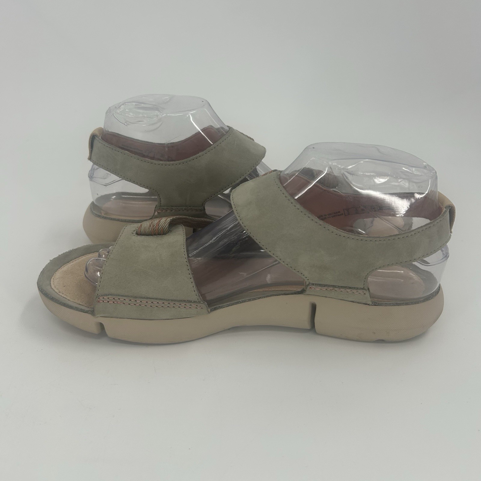 Clarks Womens Tri Clover Sandal Sage Green Nubuk Leather Sz 8.5 M Fast Shipping