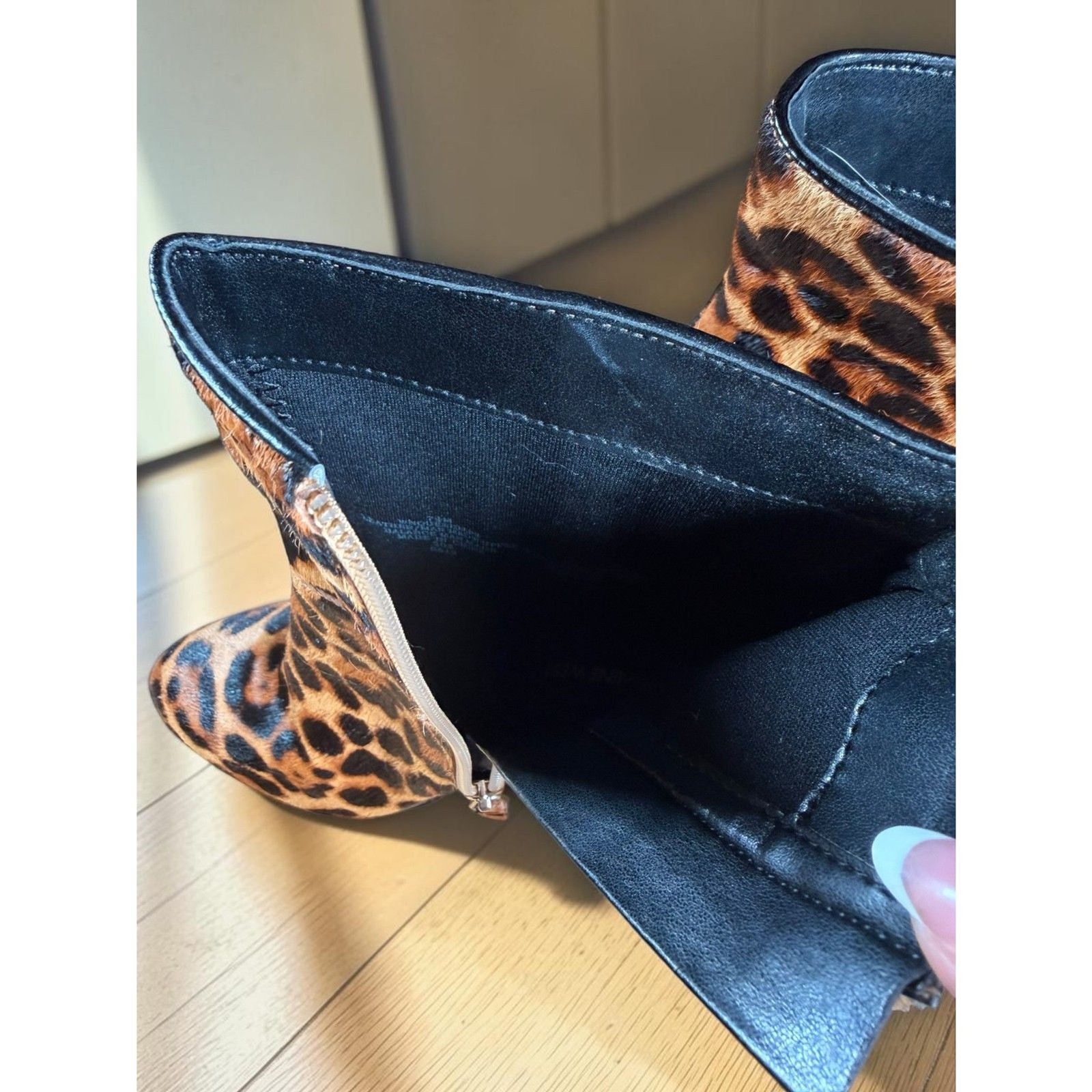 Nine West Leopard Print Haircalf Ankle Booties Stiletto Heel Women’s Size 7.5