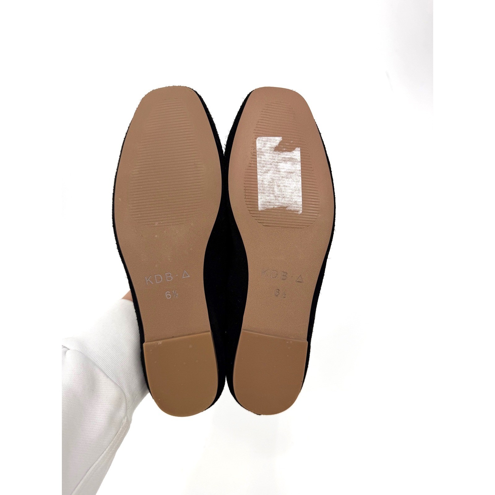 NEW Kelsi Dagger Brooklyn Freya Black Suede V-Cut Square Toe Ballet Flats 6.5