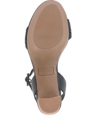 SUN STONE Womens Black 0.5″ Platform Stefani Block Heel Leather Sandals 7.5 M