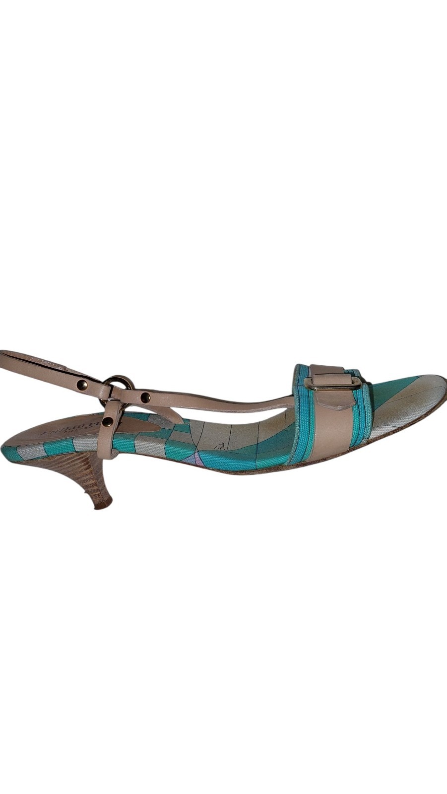 Emilio Pucci Classic Kitten heels blue Ankle wrap/Gladiator style EU36, US 5.5