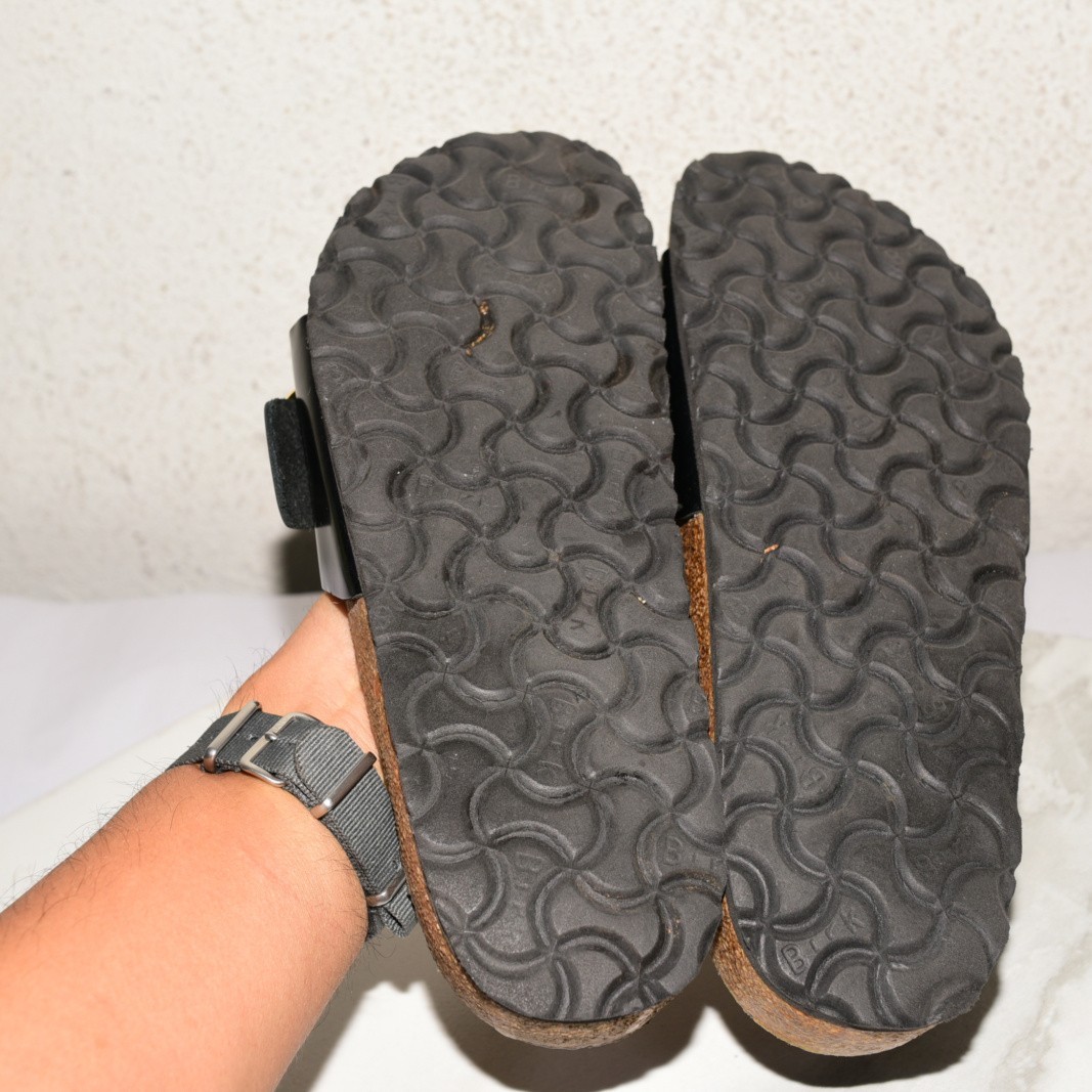 Birkenstock Madrid Shine Black Leather Big Buckle Women 38 N
