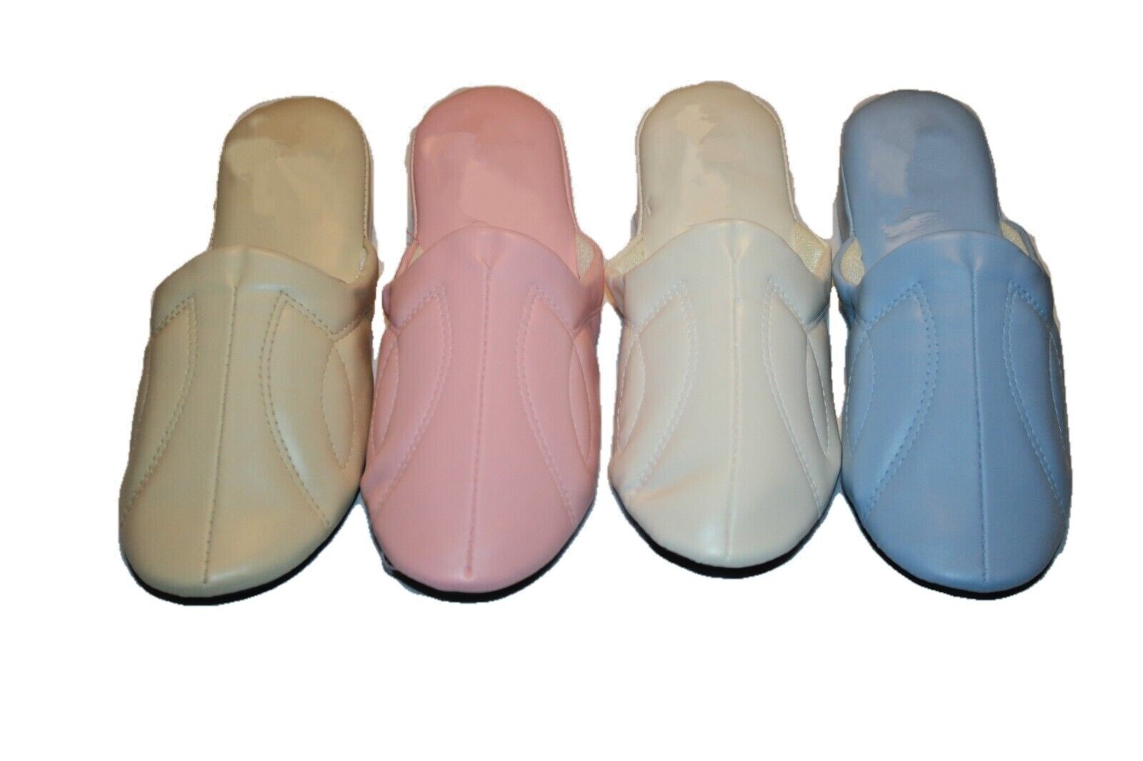 Womens Close Toe Soft Vinyl House Slippers Lt Blue Beige Pink White 6 -11