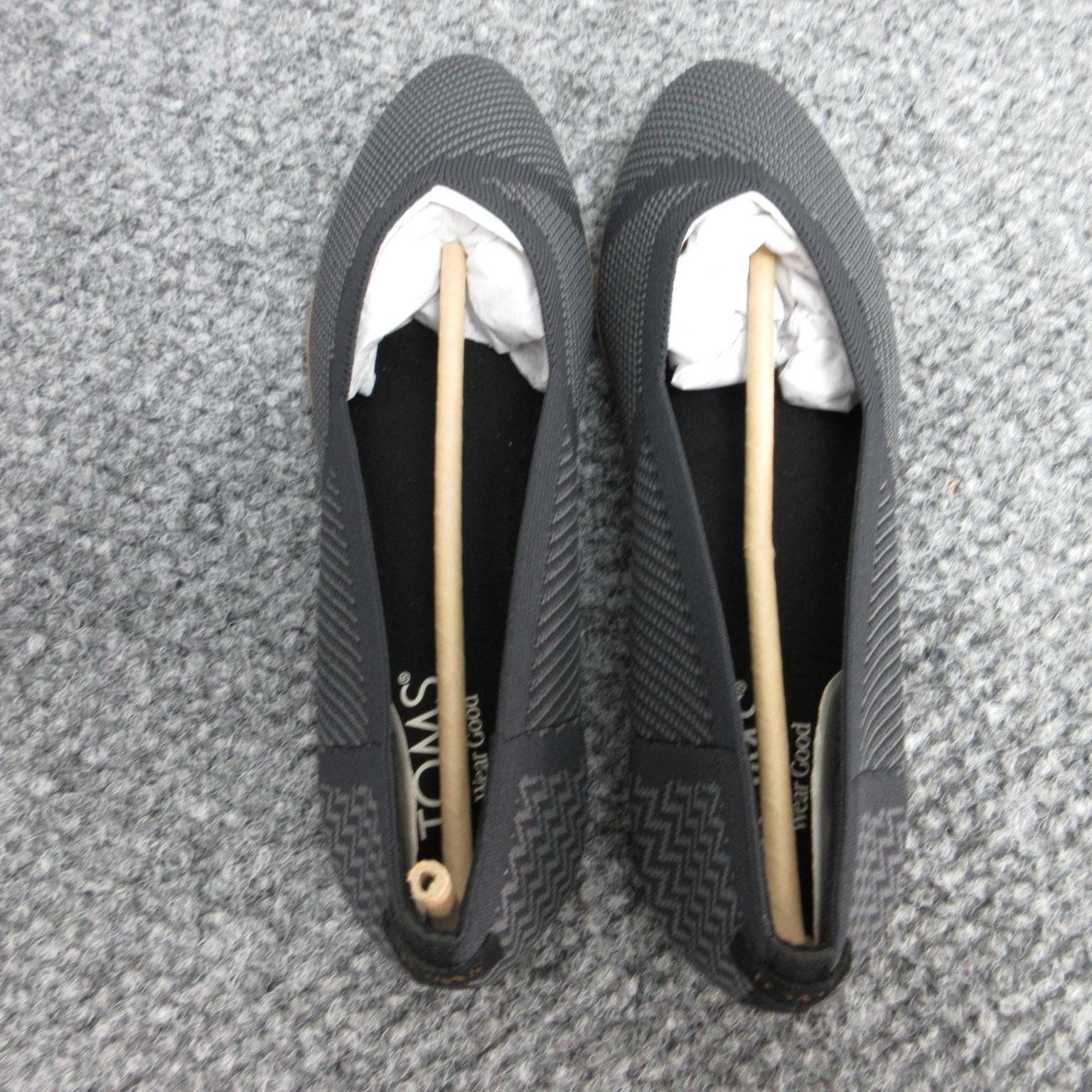 TOMS Shoes Womens Size 7.5 Black Jutti Neat Chevron Knit Pointed Flats REPREVE
