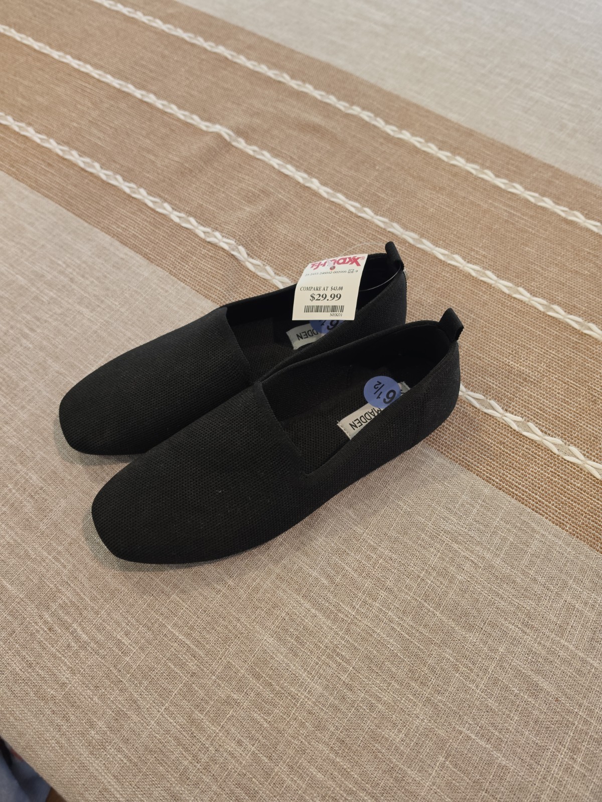 Steve Madden Sabin Black Knit Fabric Slip On Loafers Flats Ballet Womens US 6.5